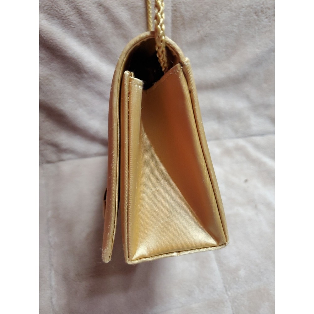 Valerie Stevens Evening Bag Gold Satin Shoulder‎ Evelope Bag & Lipstick Houlder - Picture 5 of 12